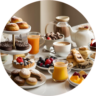 Menu Caffetteria: caffè, cioccolate, infusi e pasticceria
